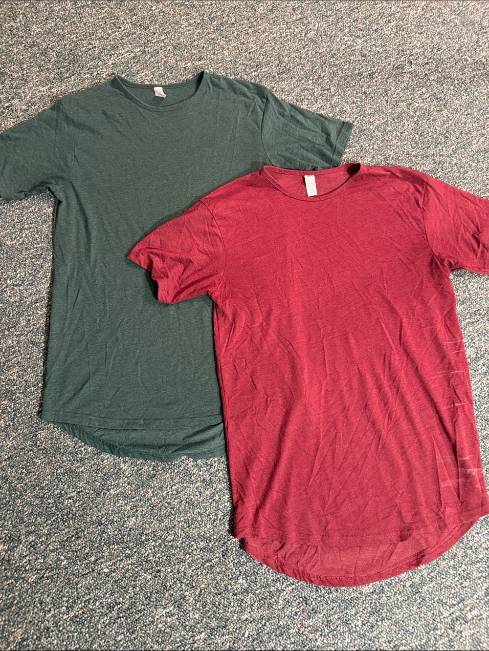 Men's Crew Neck Tees - Green and Red Set of Two
